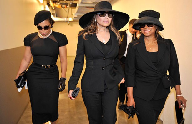 Janet has really come into her own...pictured here with her sisters La Toya and Reebie at MJ's memorial service last month (Photo Getty Images)
